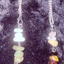 Multi color glass mineral bead necklace