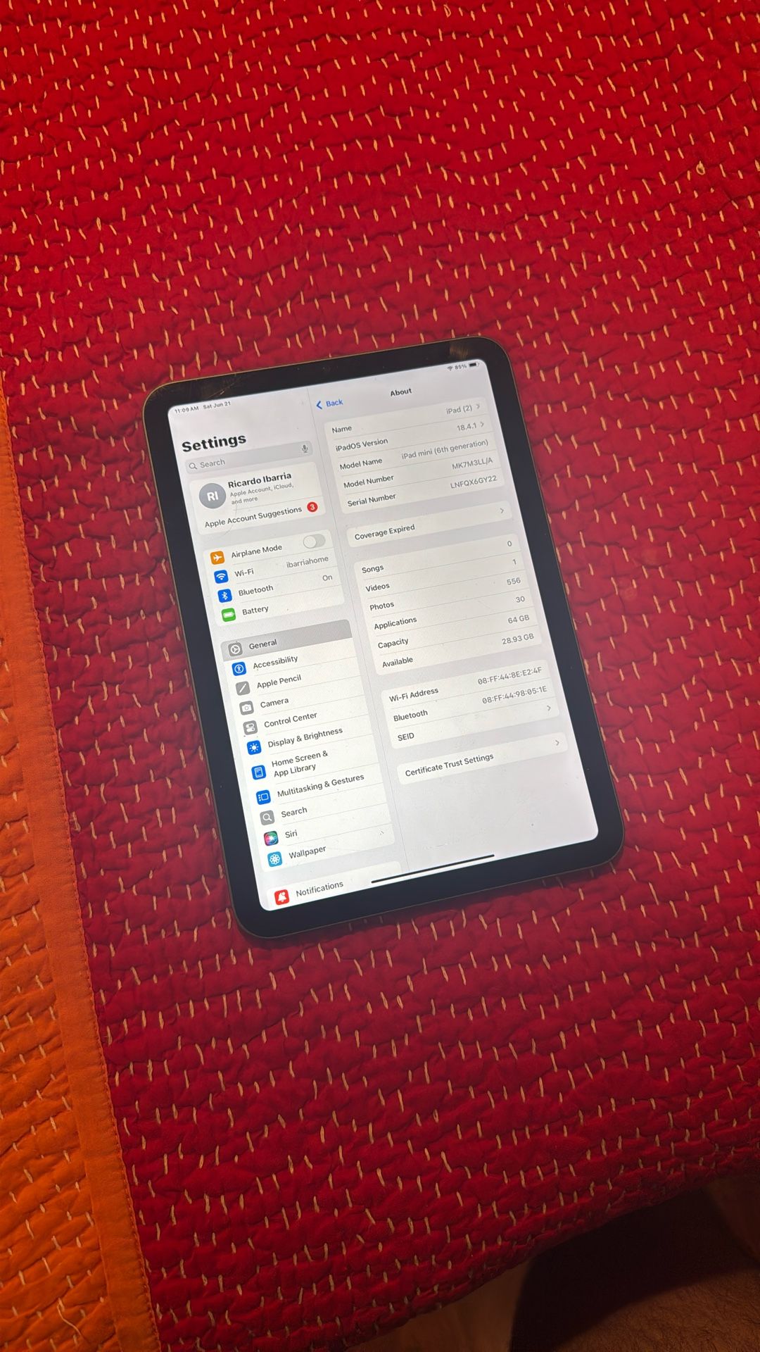 6th Gen iPad Mini 64 GB