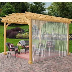 Clear Curtain, Made of Waterproof, Tear-Resistant, (4' H x 9' W feet) 2pcs