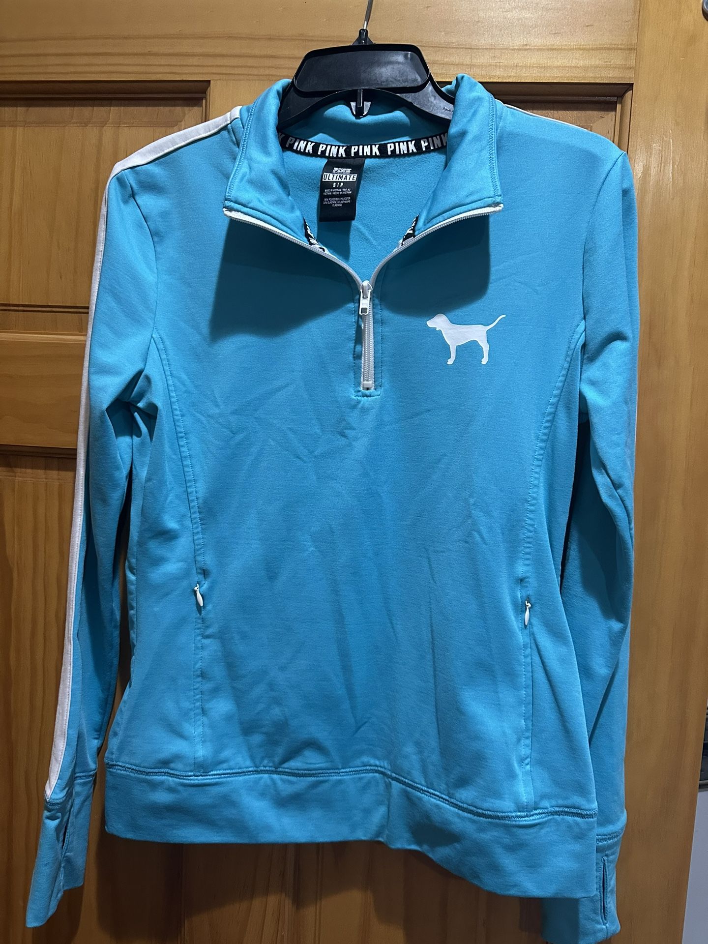 Turquoise/teal PINK Half Zip Sweater