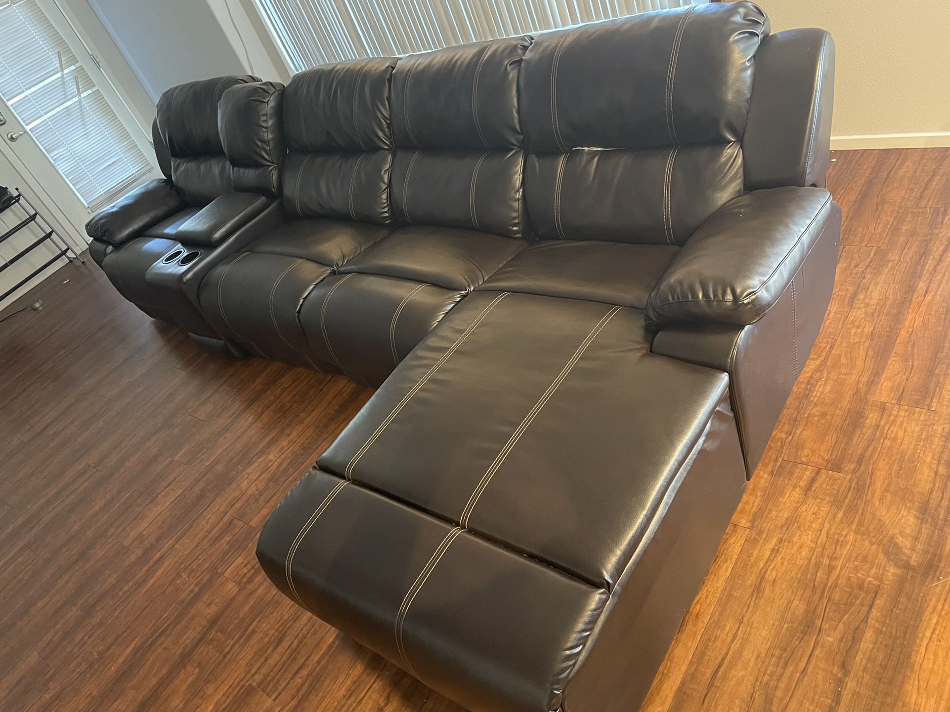 Leather Reclining Sectional Couch