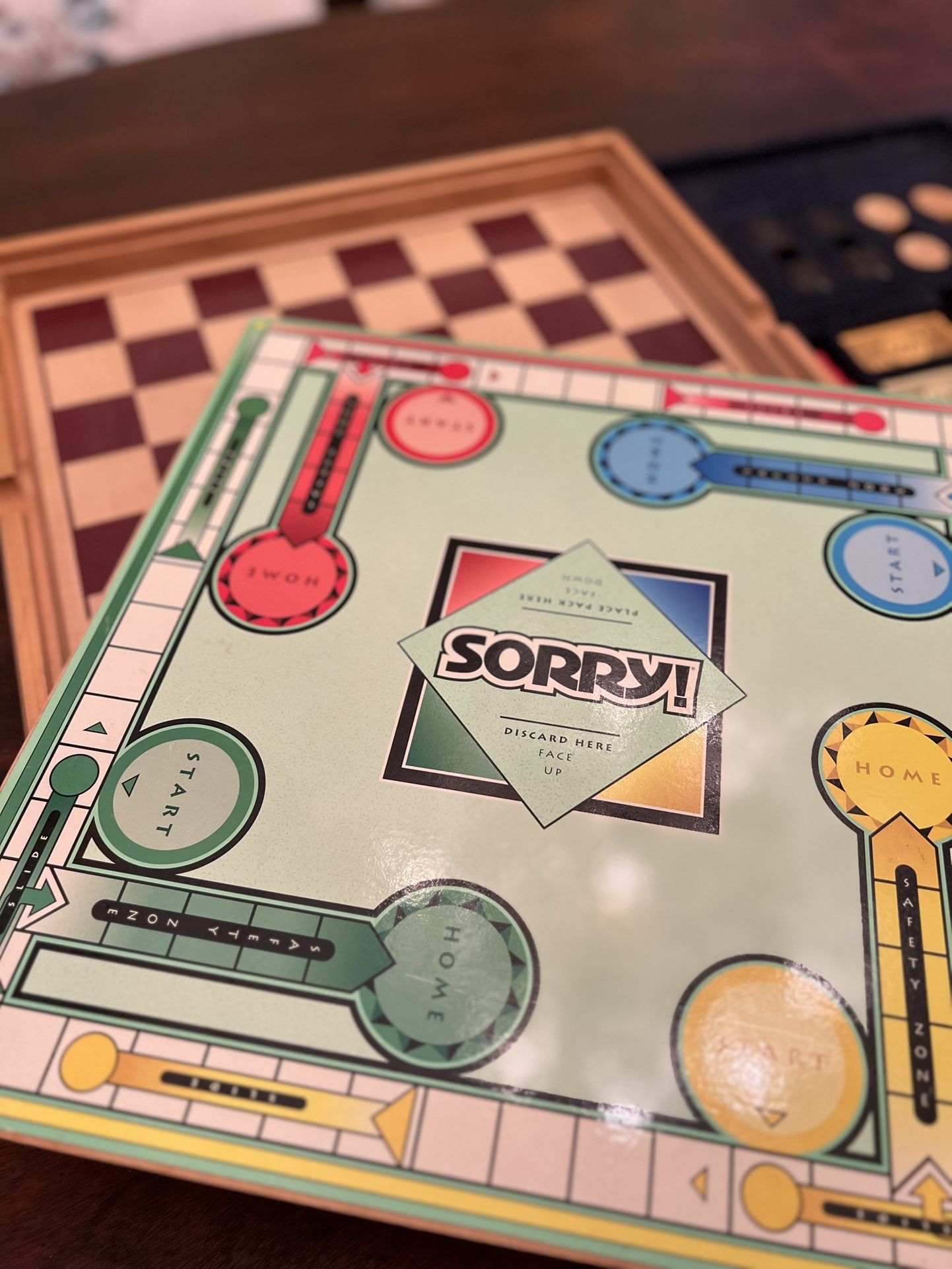 Vintage classic wooden multi game set/ classic Hasbro games