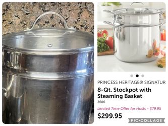 Princess house Pots 8 qt with Strainer and 6 qt
