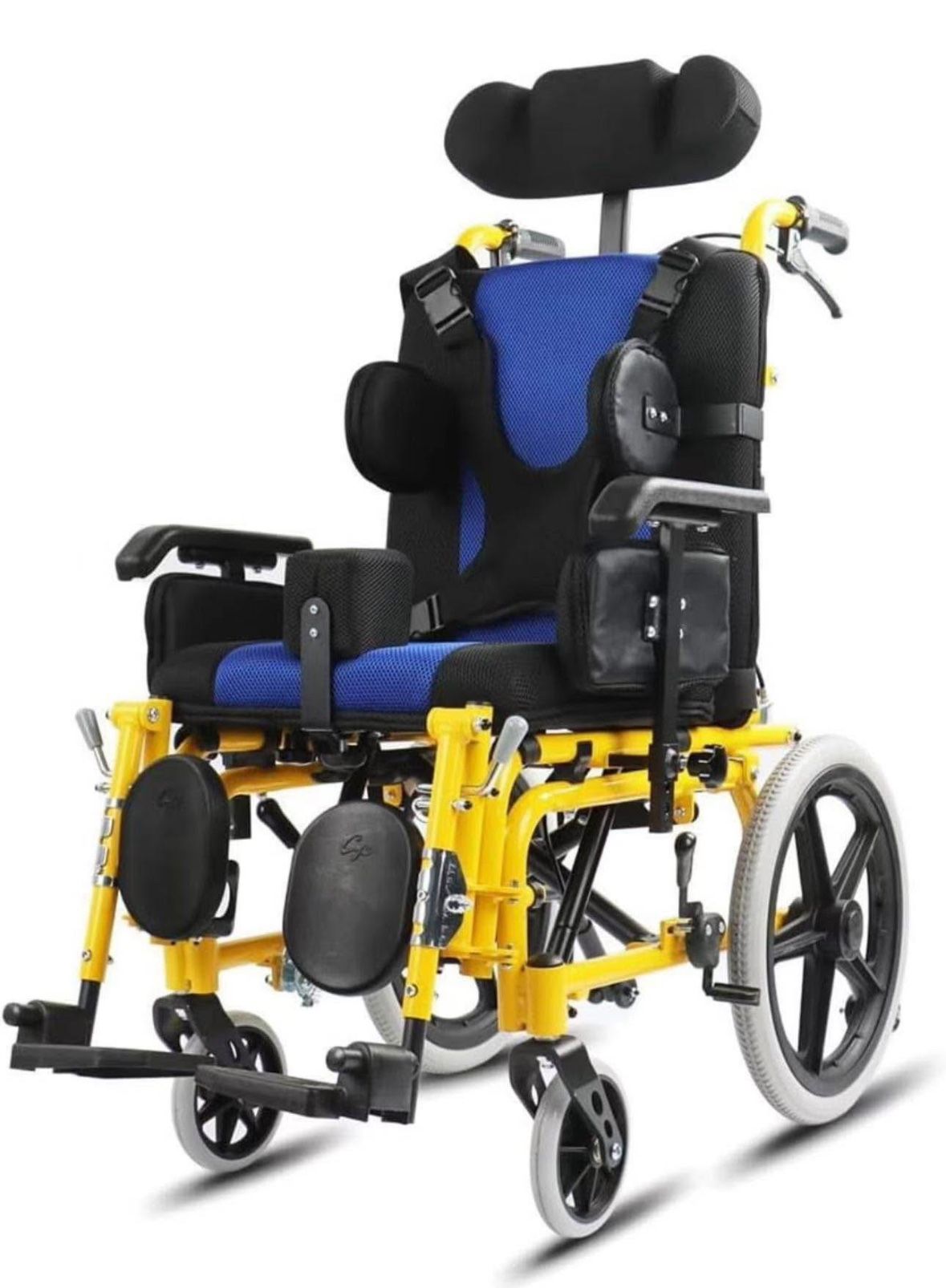 Cerebral Palsy Children's Wheelchair, Aluminum Alloy Frame, Suitable for Children, Load-Bearing 165 lb, Easy to Install, Adjustable to Lie Flat, seat