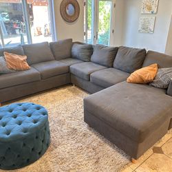 U Shaped Sectional Living Spaces Grey/blue Ish 