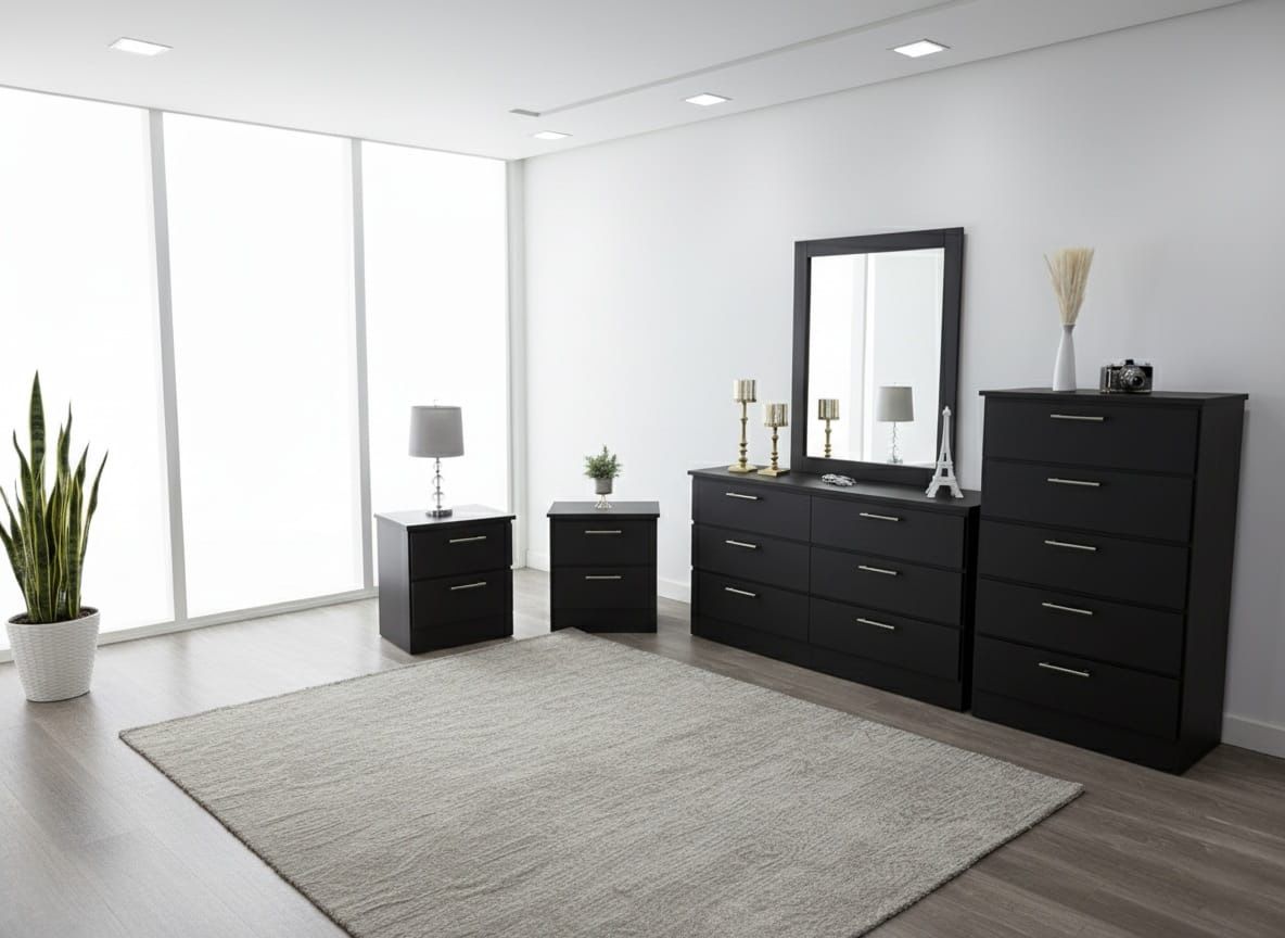 ✨DRESSER WITH MIRROR , CHEST AND NIGHTSTANDS