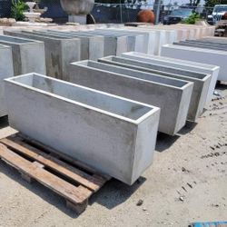 Concrete Large Rectangular Planters / Cement Backyard Patio Garden Planter Pots