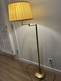 Vintage Brass Swing Arm Floor Lamp