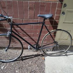 Jet Black Large Size Raleigh Lightweight Singlespeed Road Bike W Bullhorn/ freewheel 