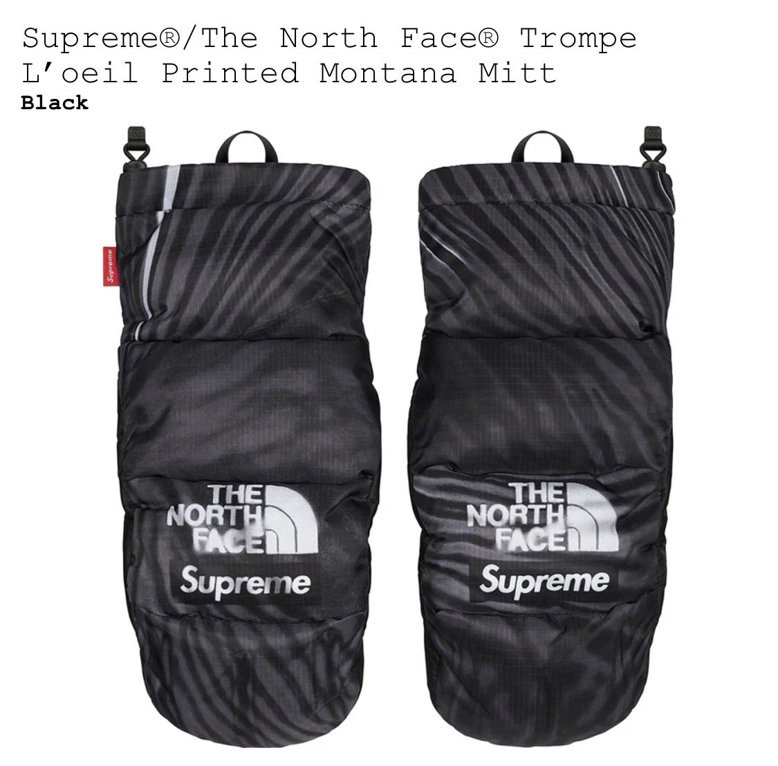 Supreme x The North Face Printed Montana Trompe L’oeil Mitt Black Size M