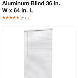 Pre-Cut White Cordless Room Darkening 1 in. Slat Aluminum Blind 36 in. W x 64 in. L
