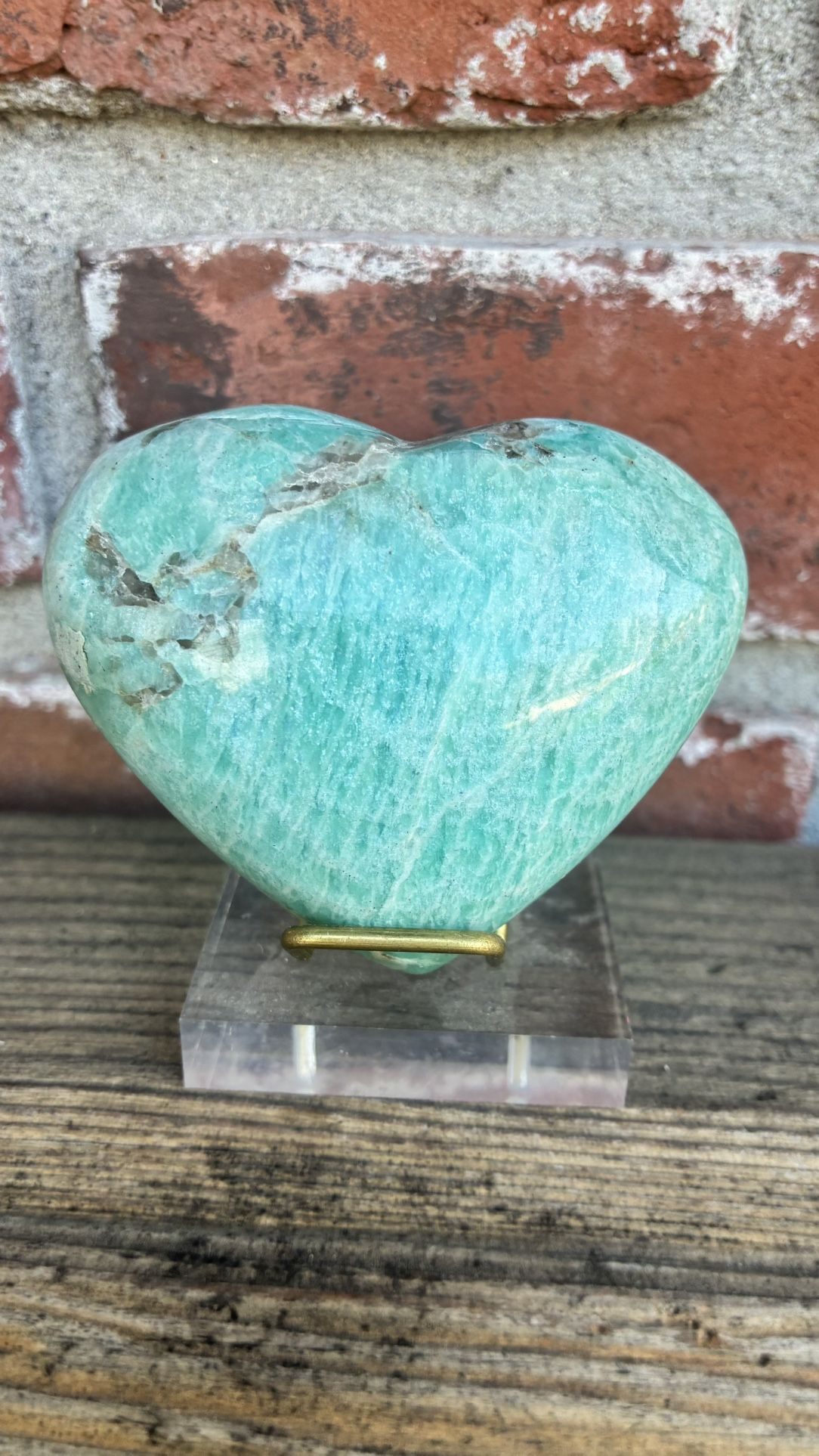 Blue Green Amazonite Puffy Heart