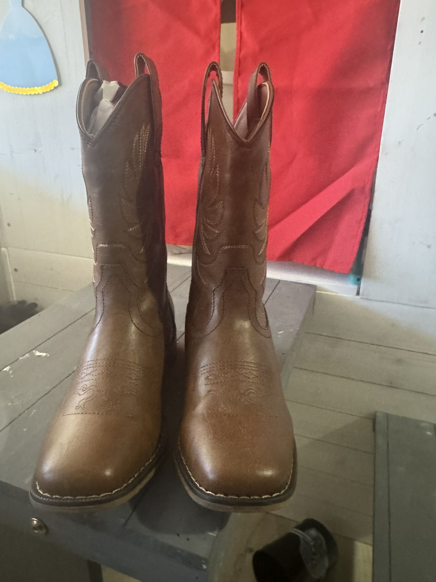 Rollda Kids Cowboy Boots for Boys Girls Western Square Toe Cowgirl Boots with Walking Heel
