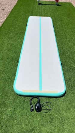 FBSPORT Inflatable Air Gymnastics Mat Training Mats 4/8 inches Thickness Gymnastics Tracks for Home Use/Training/Cheerleading/Yoga/Water with Pump