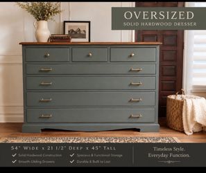 Oversized solid hardwood dresser