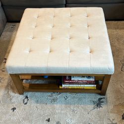 Upholstered Tufted Linen ottoman Coffee Table