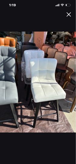 White leather bar stool