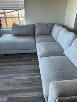 Gray Fabric L-Shaped Sectional Sofa