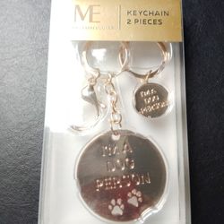 Modern Expressions Keychains 2 Pieces ~ I'm A Dog Person Gold Tone Color