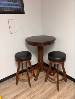 Hardwood pub table and bar stool