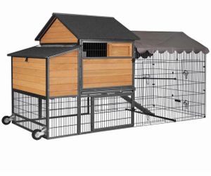 Metal Frame Chicken Coop AIR7006, Wooden Chicken Tractor for 6-8 Chickens - Chicken Coop