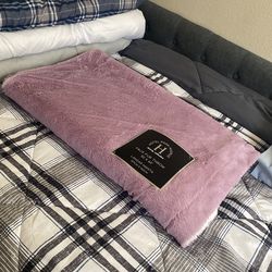 Lavender Faux Fur Throw 50” X 60”