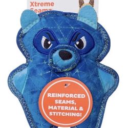 Dog toy, Outward Hound ~ Xtreme Seamz Raccoon Plush Dog Toy Blue, Medium Toughest Toy, reinforced seams, material & stitching, super dense stuffing & 
