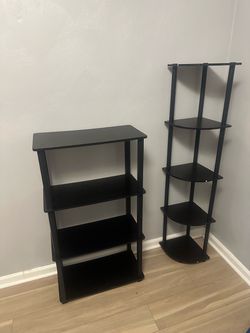 Black Bookshelf and Corner Shelf Set
