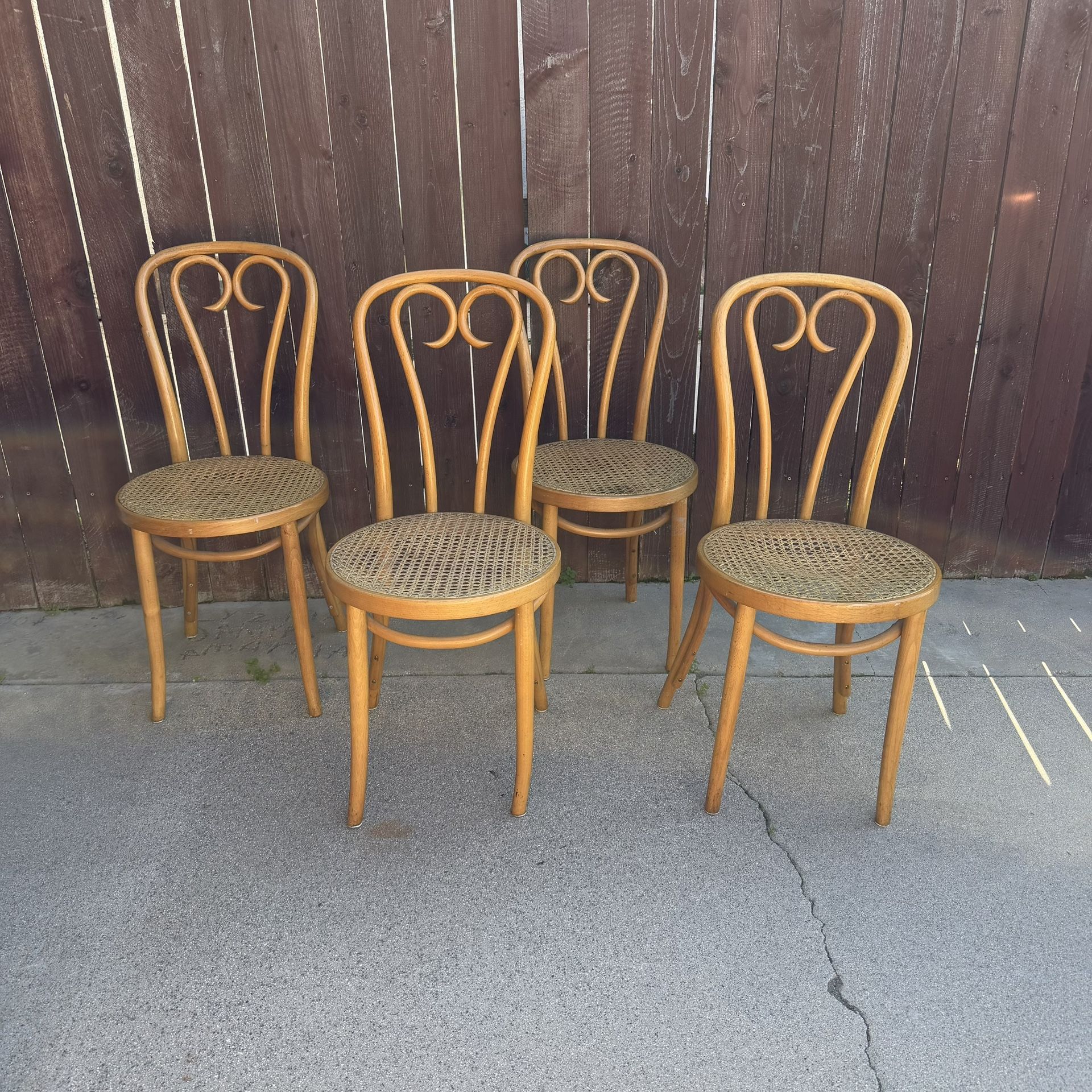 Thonet-style bentwood cane chairs, Vintage circa 1960s