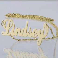 10k Gold Name Plate Necklace