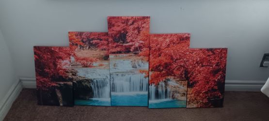5-Piece Waterfall Canvas Wall Art Set