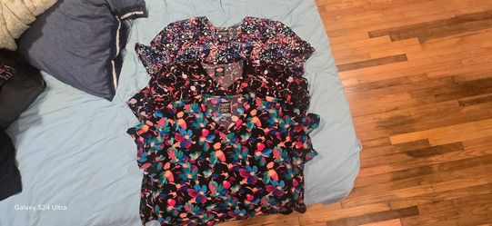 Lot of 3 Floral Print Scrub Tops