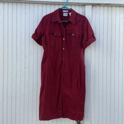 Vintage Villager Sport Womens Midi Dress Size 12 Stretch Blend Button Front