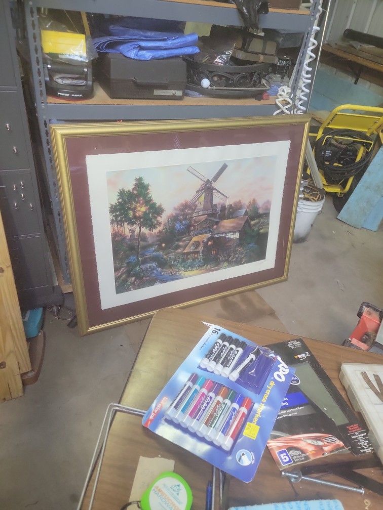 Large Windmill Framed Picture