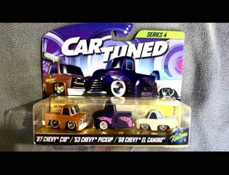 Car Tuned Series 4 Die Cast Triple Pack. '87 C10, '53 Pickup, '68 El Camino