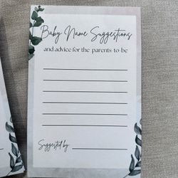 Baby Shower Name and advice Cards