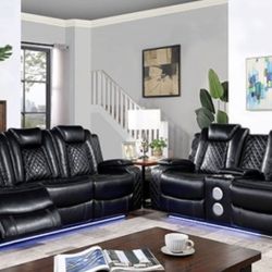 Brand New Black Power Sofa And Love Seat