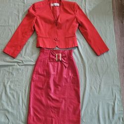 VNDS Women's Christian Dior 2-piece Set Leather Corduroy Skirt Suit Size S