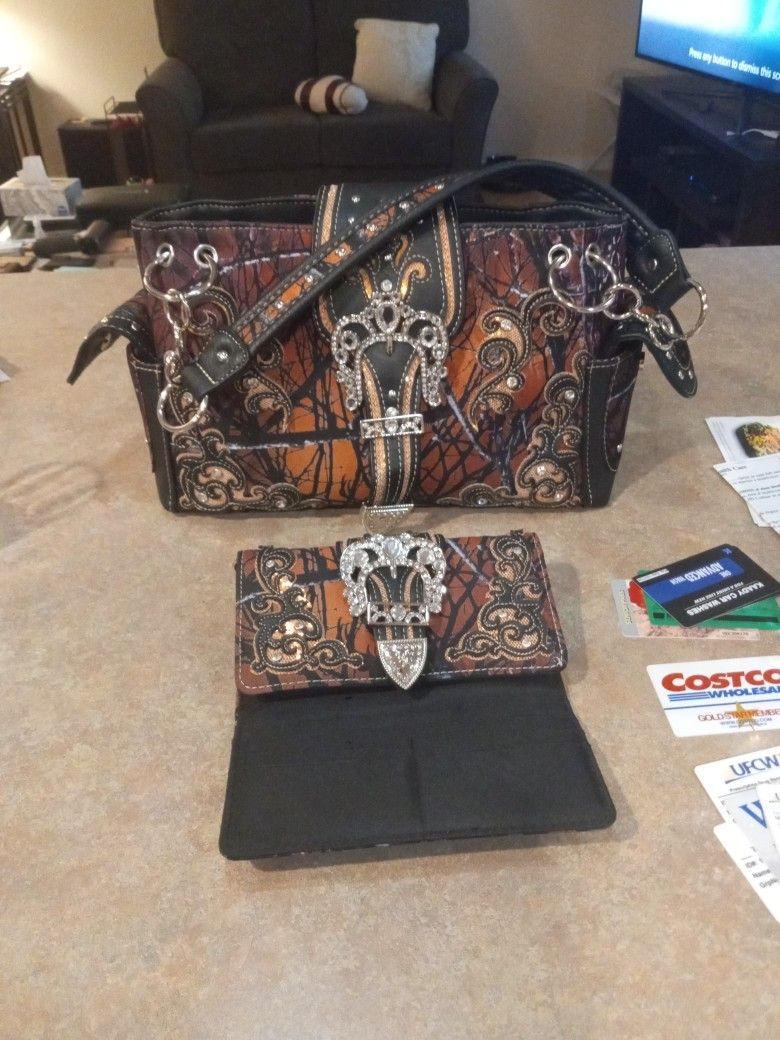 Rhinestone Purse With Matching Wallet