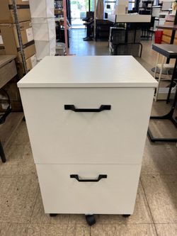VASAGLE 2-Drawer File Cabinet Small Rolling Filing Printer Stand w/ Wheels - White