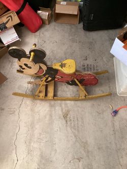Antique 1930s Disney Enterprises MICKEY MOUSE Rocker Toy Mengel Playthings RARE 24x36