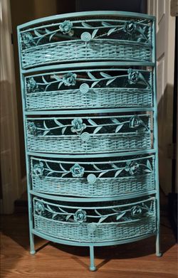 vintage floral metal frame storage drawers