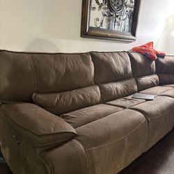 Large Brown Couch With Recliners