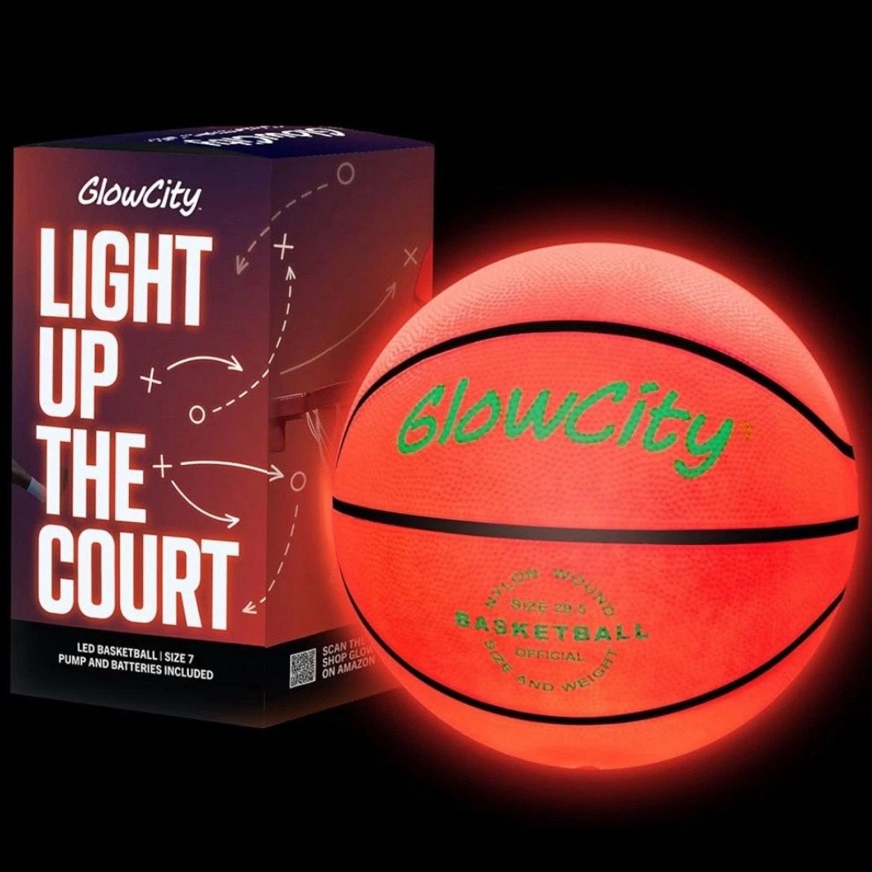 GlowCity Glow in The Dark Basketball No. 7 - LED Light Up for Night Ball Games