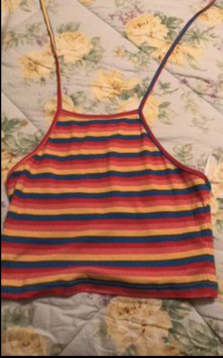 Brand New Rainbow Multicolored Halter Crop Top Size Medium