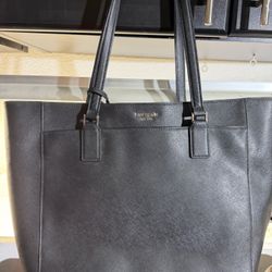 Kate Spade Black Saffiano Leather Large Tote Bag/Purse 5 Pocket Very Nice