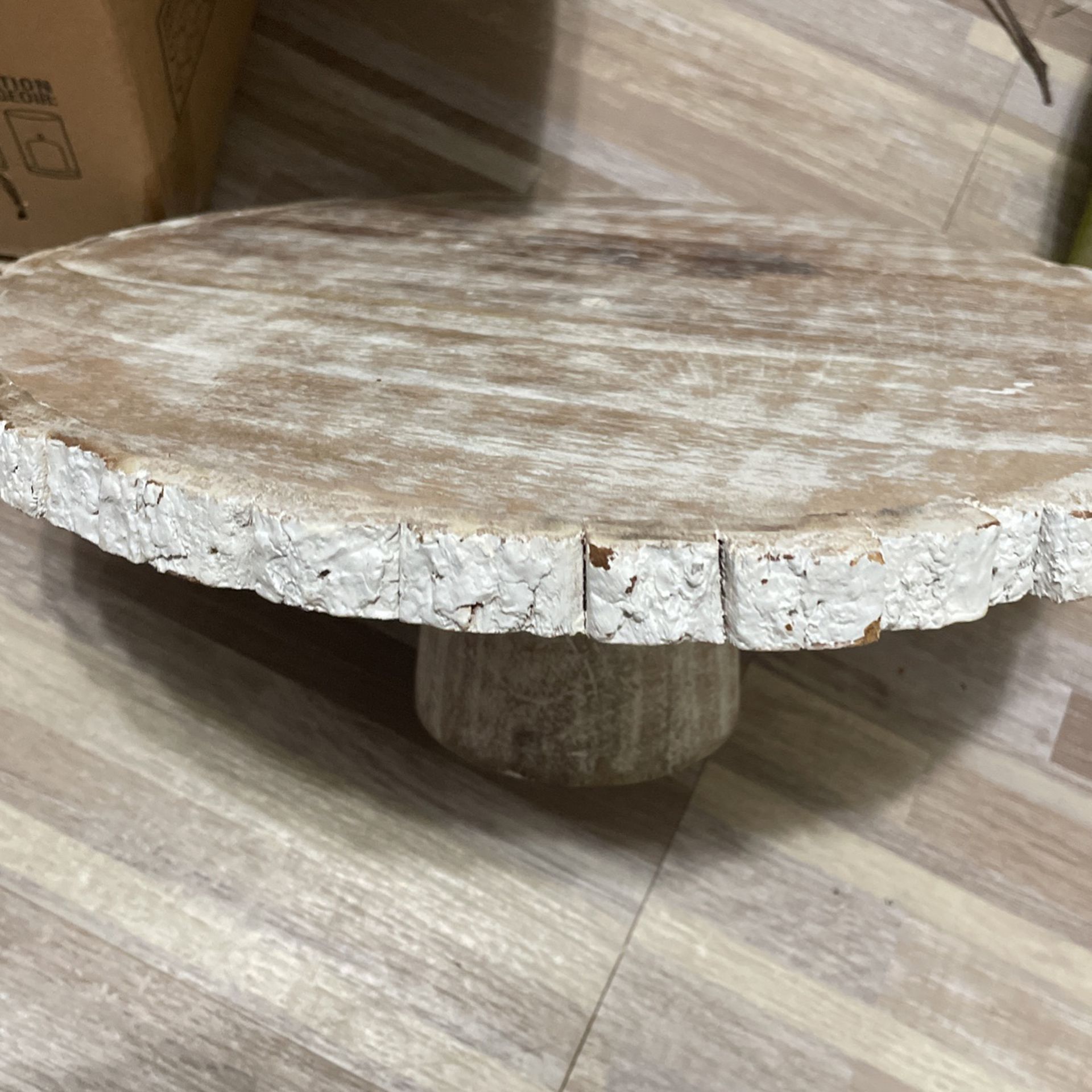 Rustic White Wood Cake Stand 