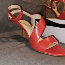 Red Ankle Strap Heels - Nine West