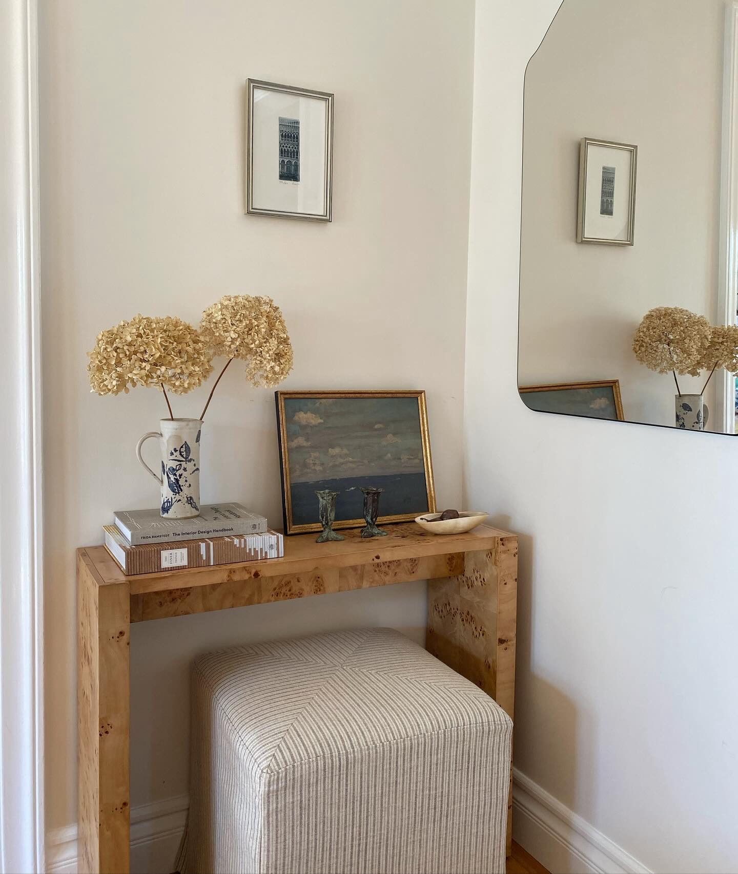 CB2 Niche 34" Neutral Burl Wood Console Table