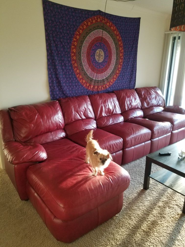 Red Leather Sectional